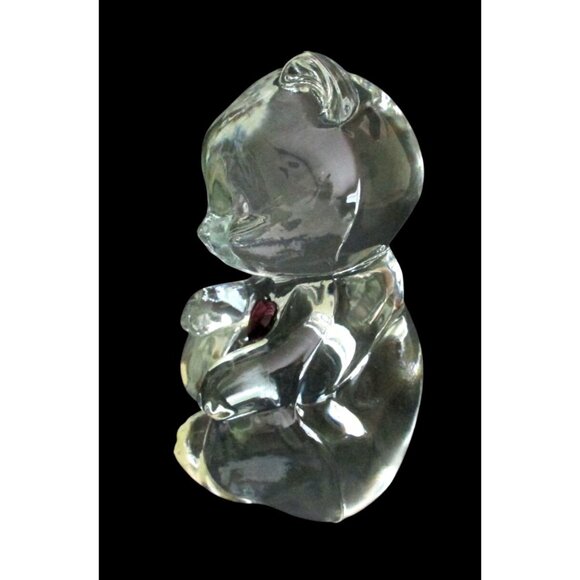 Vintage Fenton Art Glass Crystal Bear Figurine Purple Heart February Birthstone - Picture 3 of 6